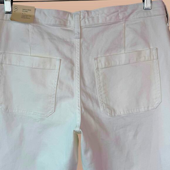Universal Thread High Rise Flare White Denim Jeans Women Size 14 Vintage Stretch - Picture 7 of 12